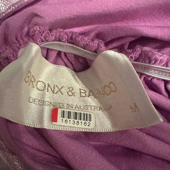 Bronx and Banco Zoe Lavender Shimmer Puff Sleeve Gown| M - Picture 13 of 13